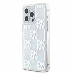 Kryt DKNY Liquid Glitters Checkered Pattern na Apple iPhone 15 Pro Max Bílý