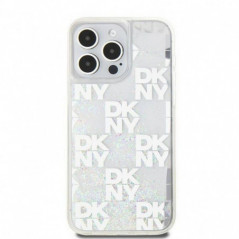 Kryt DKNY Liquid Glitters Checkered Pattern na Apple iPhone 15 Pro Max Bílý 