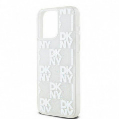 Kryt DKNY Liquid Glitters Checkered Pattern na Apple iPhone 15 Pro Max Bílý 