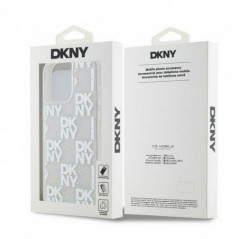 Kryt DKNY Liquid Glitters Checkered Pattern na Apple iPhone 15 Pro Max Bílý 