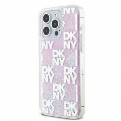 Kryt DKNY Liquid Glitters Checkered Pattern na Apple iPhone 15 Pro Max Růžový