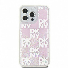 Kryt DKNY Liquid Glitters Checkered Pattern na Apple iPhone 15 Pro Max Růžový 