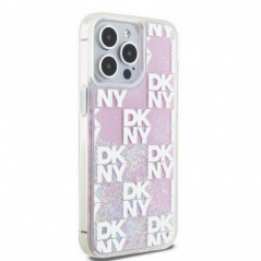 Kryt DKNY Liquid Glitters Checkered Pattern na Apple iPhone 15 Pro Max Růžový 