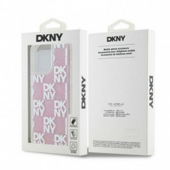 Kryt DKNY Liquid Glitters Checkered Pattern na Apple iPhone 15 Pro Max Růžový 