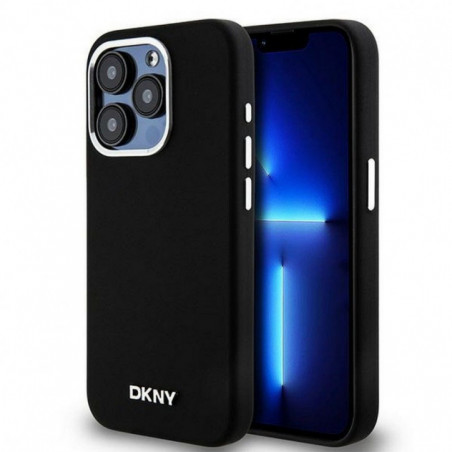 Kryt DKNY Silicone Horizontal Metal Logo na Apple iPhone 14 Pro MagSAFE  Černý 