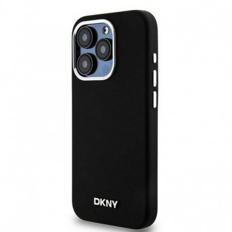 Kryt DKNY Silicone Horizontal Metal Logo na Apple iPhone 14 Pro MagSAFE  Černý 