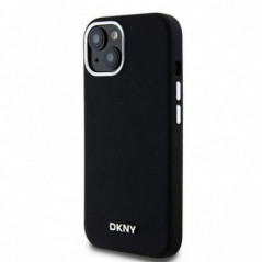 Kryt DKNY Silicone Horizontal Metal Logo na Apple iPhone 15 MagSAFE  Černý