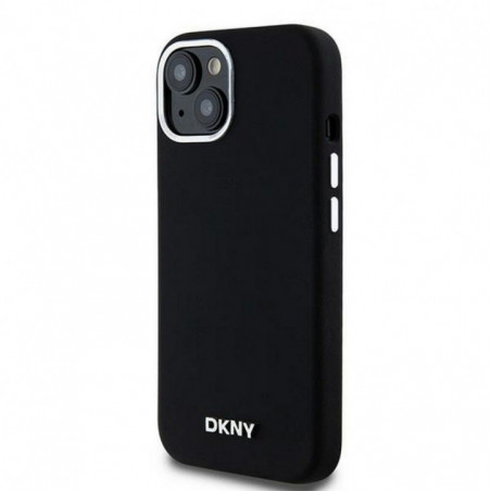 Kryt DKNY Silicone Horizontal Metal Logo na Apple iPhone 15 MagSAFE  Černý 