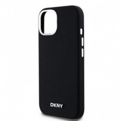 Kryt DKNY Silicone Horizontal Metal Logo na Apple iPhone 15 Plus MagSAFE  Černý 