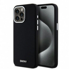 Kryt DKNY Silicone Horizontal Metal Logo na Apple iPhone 15 Pro Max MagSAFE  Černý