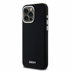 Kryt DKNY Silicone Horizontal Metal Logo na Apple iPhone 15 Pro Max MagSAFE  Černý