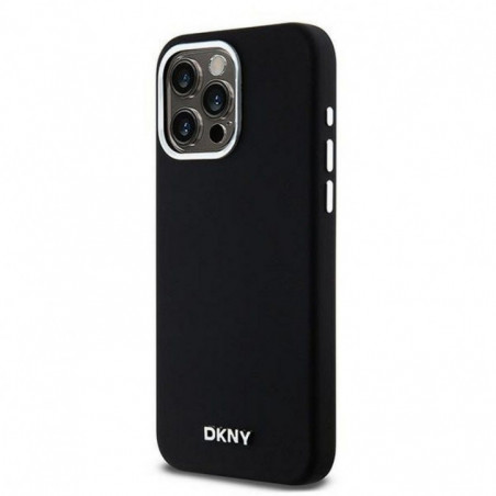 Kryt DKNY Silicone Horizontal Metal Logo na Apple iPhone 15 Pro Max MagSAFE  Černý 