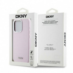 Kryt DKNY Silicone Horizontal Metal Logo na Apple iPhone 14 Pro MagSAFE  Růžový 