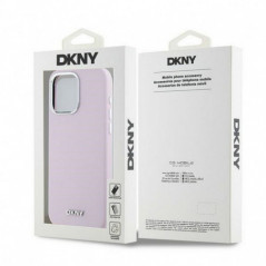 Kryt DKNY Silicone Horizontal Metal Logo na Apple iPhone 14 Pro Max MagSAFE  Růžový 