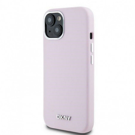 Kryt DKNY Silicone Horizontal Metal Logo na Apple iPhone 15 MagSAFE  Růžový