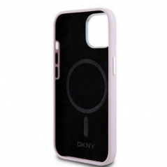 Kryt DKNY Silicone Horizontal Metal Logo na Apple iPhone 15 MagSAFE  Růžový 