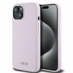 Kryt DKNY Silicone Horizontal Metal Logo na Apple iPhone 15 Plus MagSAFE  Růžový