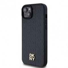 Kryt DKNY Pu Repeat Pattern Stack Logo na Apple iPhone 15 MagSAFE  Černý