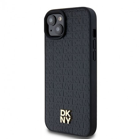 Kryt DKNY Pu Repeat Pattern Stack Logo na Apple iPhone 15 MagSAFE  Černý 