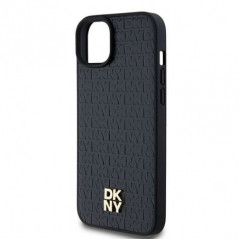 Kryt DKNY Pu Repeat Pattern Stack Logo na Apple iPhone 15 MagSAFE  Černý 