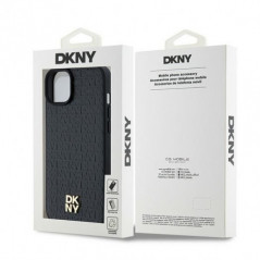 Kryt DKNY Pu Repeat Pattern Stack Logo na Apple iPhone 15 MagSAFE  Černý 