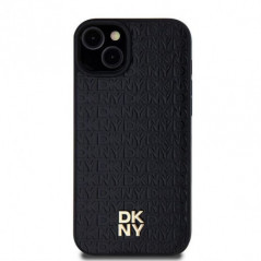 Kryt DKNY Pu Repeat Pattern Stack Logo na Apple iPhone 15 Plus MagSAFE  Černý 