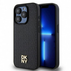 Kryt DKNY Pu Repeat Pattern Stack Logo na Apple iPhone 15 Pro MagSAFE  Černý