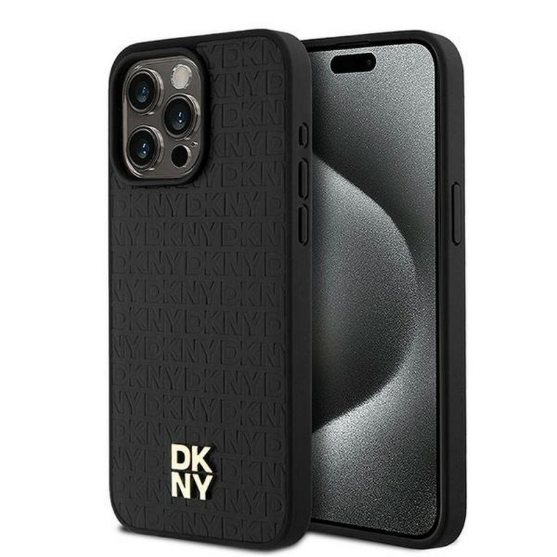 Kryt DKNY Pu Repeat Pattern Stack Logo na Apple iPhone 15 Pro Max MagSAFE  Černý 