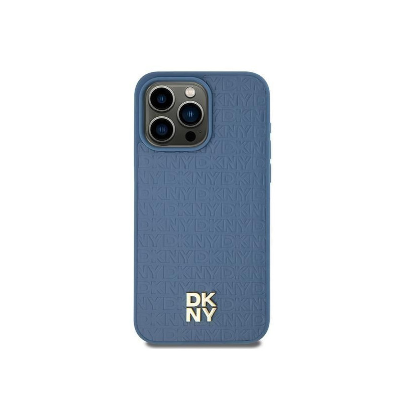 Kryt DKNY Pu Repeat Pattern Stack Logo na Apple iPhone 15 MagSAFE  Modrý 