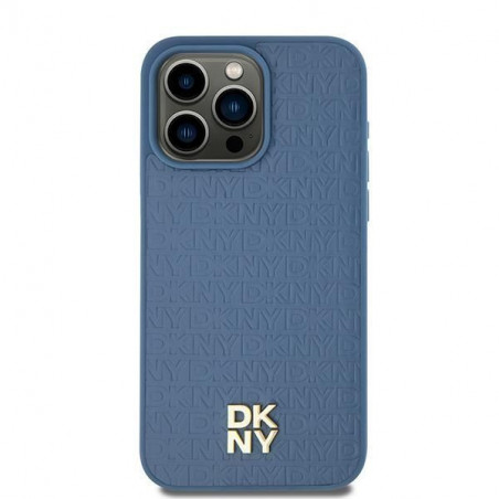 Kryt DKNY Pu Repeat Pattern Stack Logo na Apple iPhone 15 MagSAFE  Modrý 