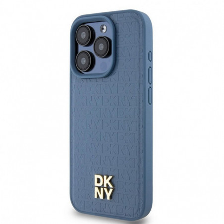 Kryt DKNY Pu Repeat Pattern Stack Logo na Apple iPhone 15 Pro MagSAFE  Modrý 