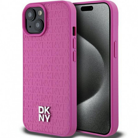 Kryt DKNY Pu Repeat Pattern Stack Logo na Apple iPhone 15 MagSAFE  Růžový 