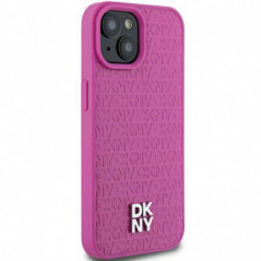 Kryt DKNY Pu Repeat Pattern Stack Logo na Apple iPhone 15 MagSAFE  Růžový 