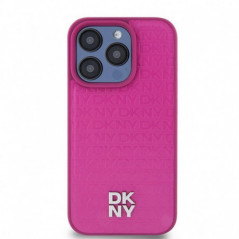 Kryt DKNY Pu Repeat Pattern Stack Logo na Apple iPhone 15 Pro MagSAFE  Růžový 