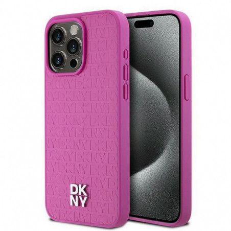 Kryt DKNY Pu Repeat Pattern Stack Logo na Apple iPhone 15 Pro Max MagSAFE  Růžový