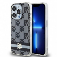 Kryt DKNY Checkered Pattern Printed Stripes na Apple iPhone 13 Pro MagSAFE  Černý 