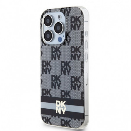 Kryt DKNY Checkered Pattern Printed Stripes na Apple iPhone 13 Pro MagSAFE  Černý