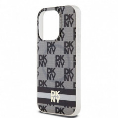 Kryt DKNY Checkered Pattern Printed Stripes na Apple iPhone 13 Pro MagSAFE  Černý 