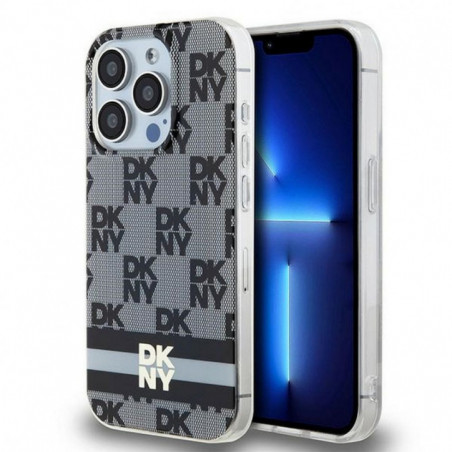 Kryt DKNY Checkered Pattern Printed Stripes na Apple iPhone 13 Pro Max MagSAFE  Černý 