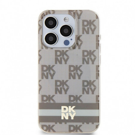 Kryt DKNY Checkered Pattern Printed Stripes na Apple iPhone 13 Pro MagSAFE  Béžový