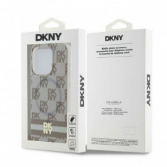 Kryt DKNY Checkered Pattern Printed Stripes na Apple iPhone 13 Pro MagSAFE  Béžový 