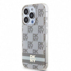 Kryt DKNY Checkered Pattern Printed Stripes na Apple iPhone 13 Pro Max MagSAFE  Béžový