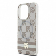 Kryt DKNY Checkered Pattern Printed Stripes na Apple iPhone 13 Pro Max MagSAFE  Béžový 