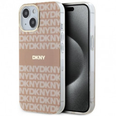 Kryt DKNY Repeat Texture Pattern Stripe na Apple iPhone 15 Plus MagSAFE  Růžový 