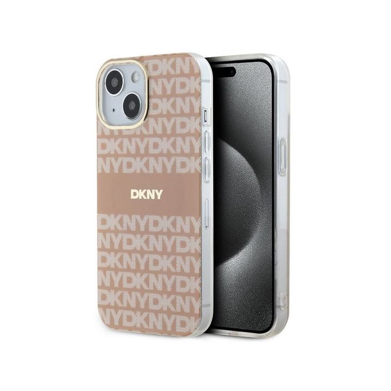 Kryt DKNY Repeat Texture Pattern Stripe na Apple iPhone 15 Plus MagSAFE  Růžový 