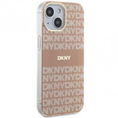 Kryt DKNY Repeat Texture Pattern Stripe na Apple iPhone 15 Plus MagSAFE  Růžový 