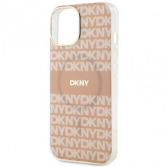 Kryt DKNY Repeat Texture Pattern Stripe na Apple iPhone 15 Plus MagSAFE  Růžový 