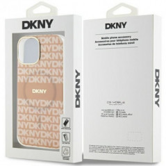 Kryt DKNY Repeat Texture Pattern Stripe na Apple iPhone 15 Plus MagSAFE  Růžový 