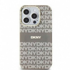 Kryt DKNY Repeat Texture Pattern Stripe na Apple iPhone 15 MagSAFE  Béžový