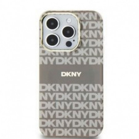 Kryt DKNY Repeat Texture Pattern Stripe na Apple iPhone 15 MagSAFE  Béžový